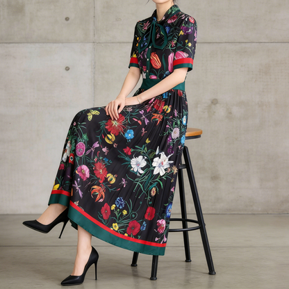 【ワンピース】夏新作 フレンチレトロ 人気半袖モデル リボン付き ウエストマーク 百褶 花柄 シフォン ワンピース レディース
【SHシリーズ】