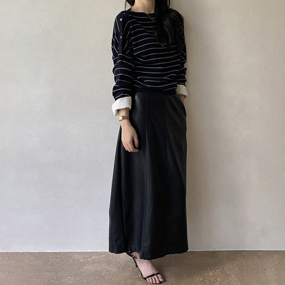 【トップス】オフショルボーダーニットＴシャツ レディース 肩見せ ゆったりシルエット レイヤード 秋トップス【JZシリーズ】