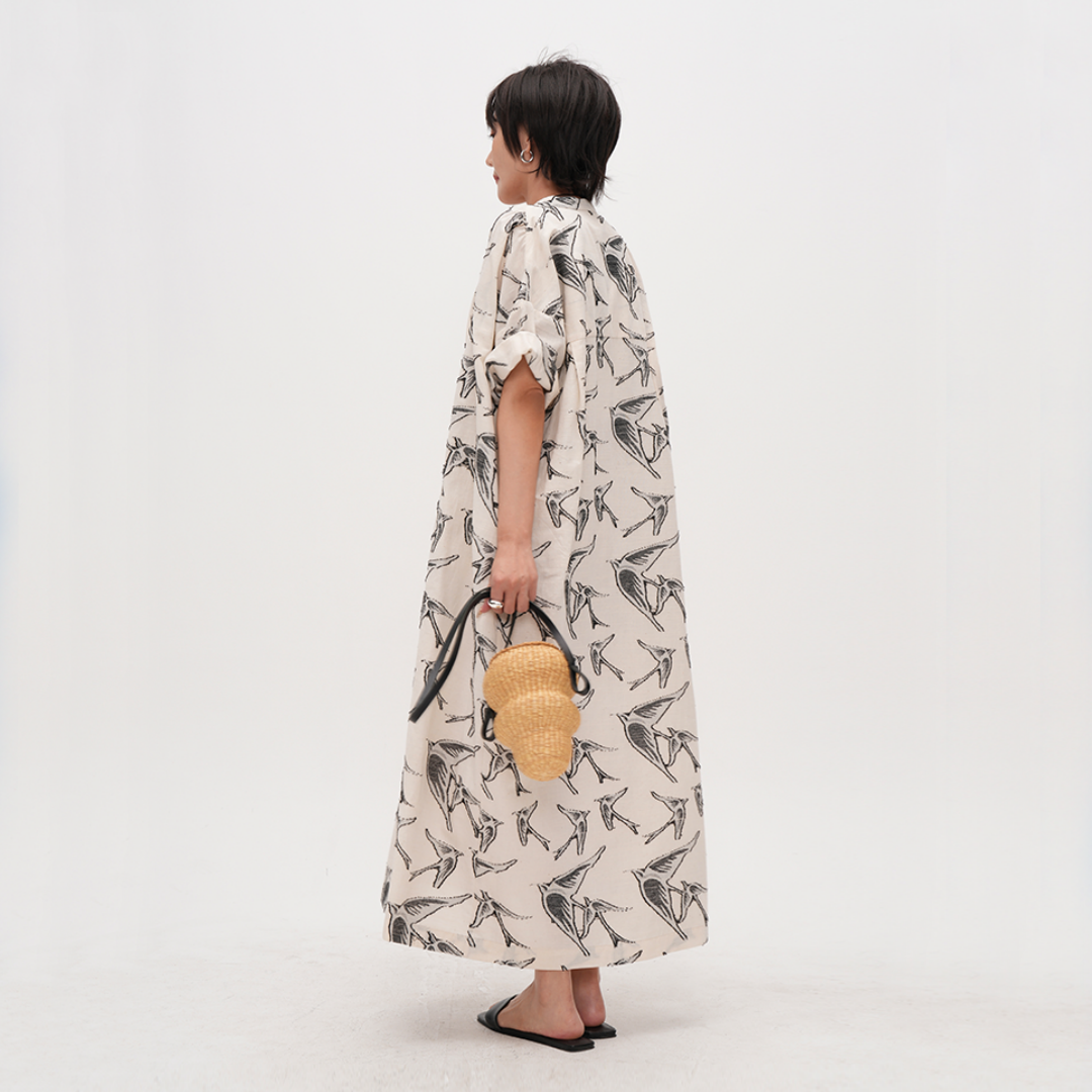 【ワンピース】夏 先染め 立体ジャカード ルーズ 半袖 ワンピース 【SHシリーズ】