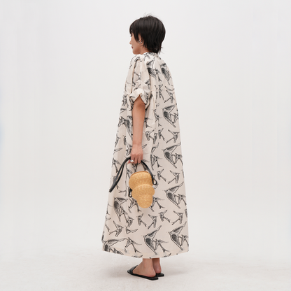 【ワンピース】夏 先染め 立体ジャカード ルーズ 半袖 ワンピース 【SHシリーズ】