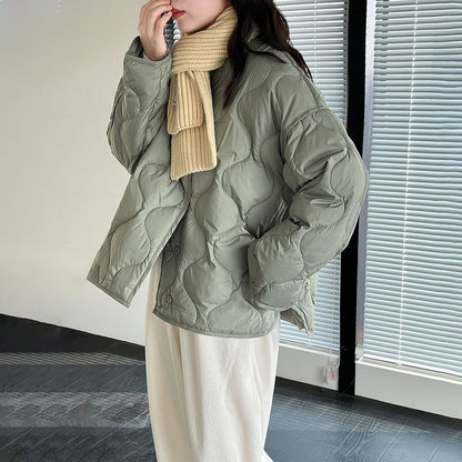 【アウター】ホワイトダックダウン レディース 冬 軽量 ダイヤキルト ダウンジャケット ダウンコート【JZシリーズ】