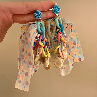 【🎁 B2G1｜先行スタート！】【グッズ】夏新作 個性派 ビーズ刺繍ピアス 海辺リゾート風 ユニークデザイン イヤリング