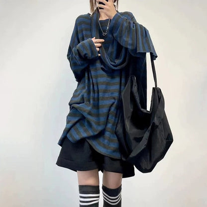 [上衣] 春秋寬鬆條紋T卹