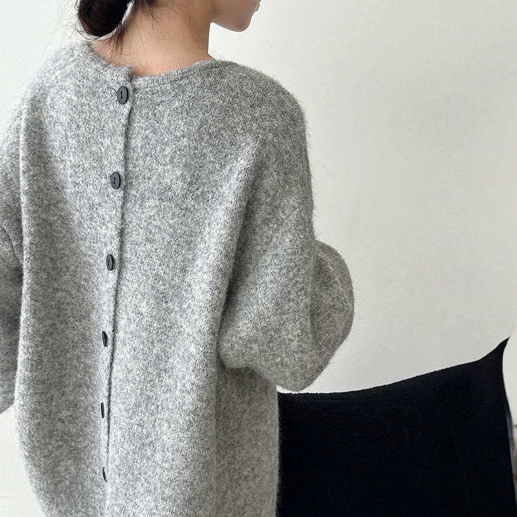 【セットアップ】春 秋 冬 バックボタンニット セーター + スカート 2点上下セット 【JZシリーズ】