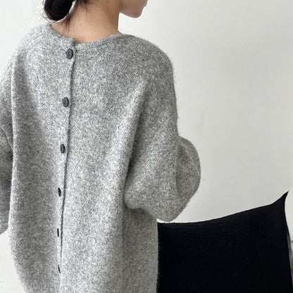 【セットアップ】春 秋 冬 バックボタンニット セーター + スカート 2点上下セット 【JZシリーズ】