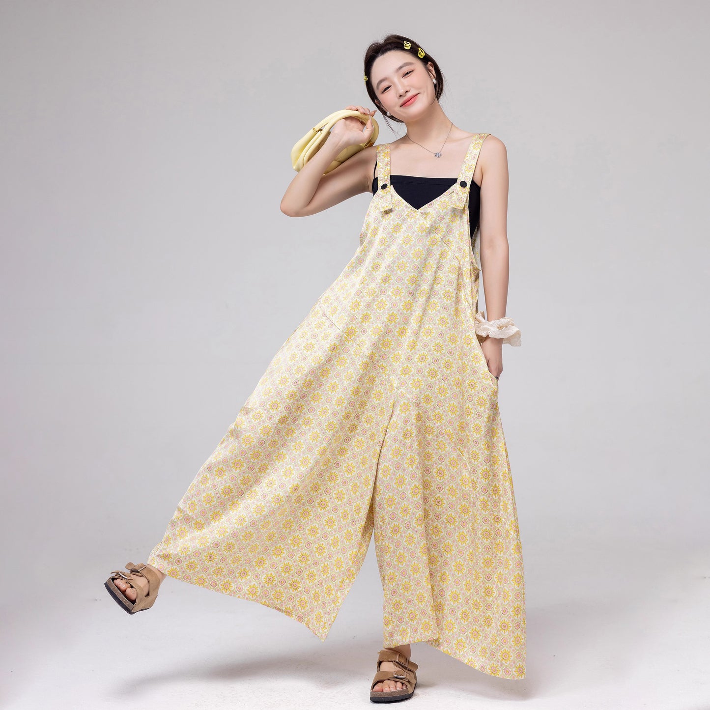 【ボトムス】夏にぴったりの涼しげ ゆったりカジュアル オーバーサイズオールインワン【SHシリーズ】