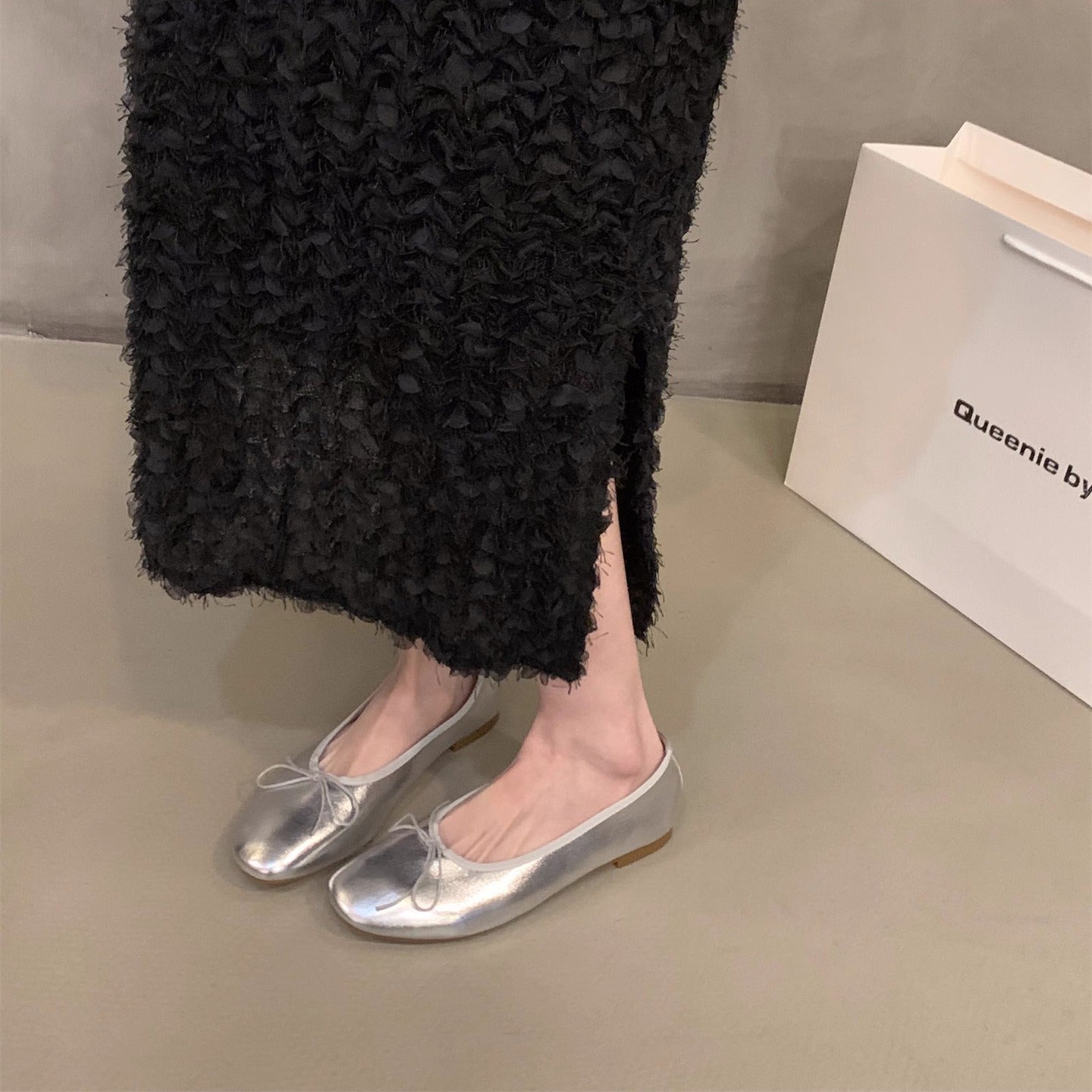 【シューズ】フレンチフラットシューズ  バレエ風ローファー  パンプス