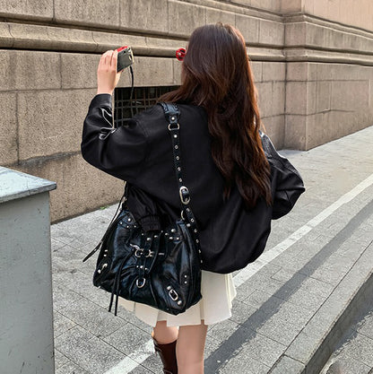 【アウター】上質感 トレンド 春秋  レトロ  PU ショートジャケット【JZシリーズ】