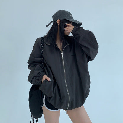 【アウター】薄手 リラックス感 ショート丈 ワイドシルエット スタンドカラー ジャケット レディース【FCシリーズ】