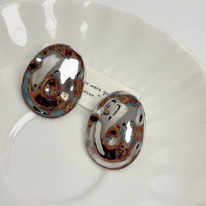 【🎁 B2G1｜先行スタート！】【グッズ】レディース 小众デザイン 高級感 不規則 大ぶり ゴールド＆シルバー ピアス