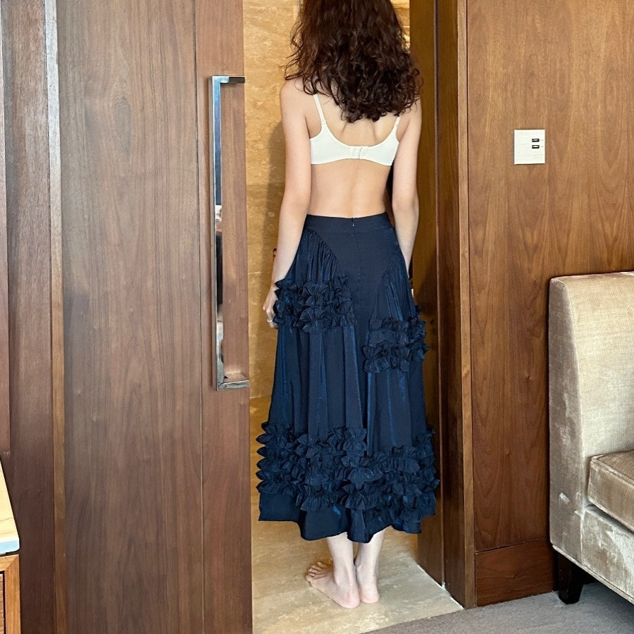 【ボトムス】春 秋 冬 ハイウエスト 層次 レース ケーキスカート 【JZシリーズ】