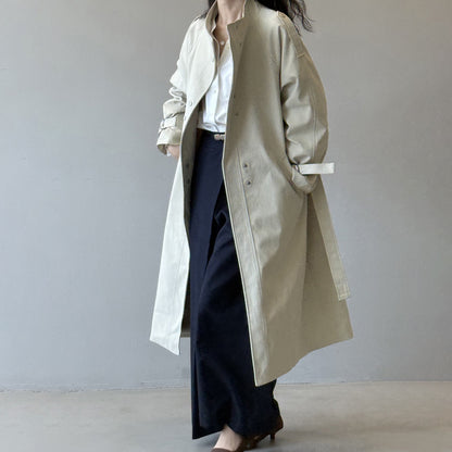 【アウター】気質 オフィススタイル トレンチコート レディース 春秋 レトロ 万能 ミディアム丈 コート ベルト付き【JZシリーズ】
