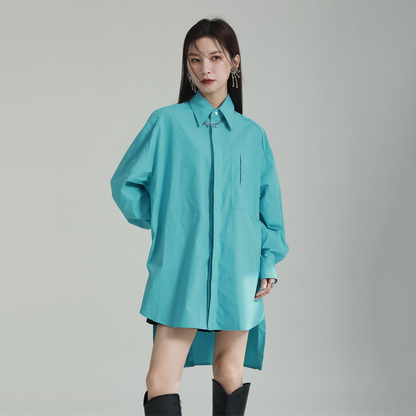 【トップス】ヴィンテージライクロングシャツ レディース アシンメトリー ゆったり こなれ感 デザインシャツ【JZシリーズ】