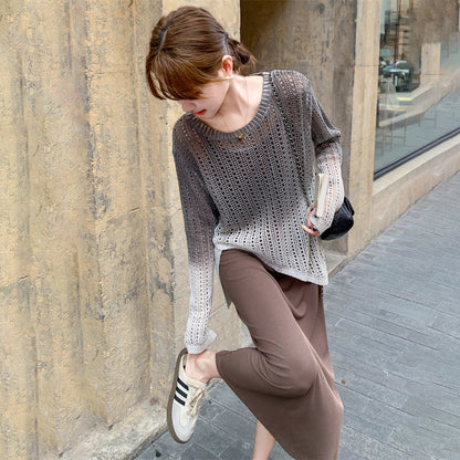 2点セット！【セットアップ】グラデーションニットカーディガンセット ワンピース レディース 韓国風 雰囲気抜群 絶美でユニーク【JZシリーズ】