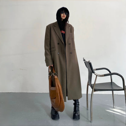 【アウター】韓国系 ルーズスタイル 高級感 フレンチ ロング スーツジャケット コート【FCシリーズ】