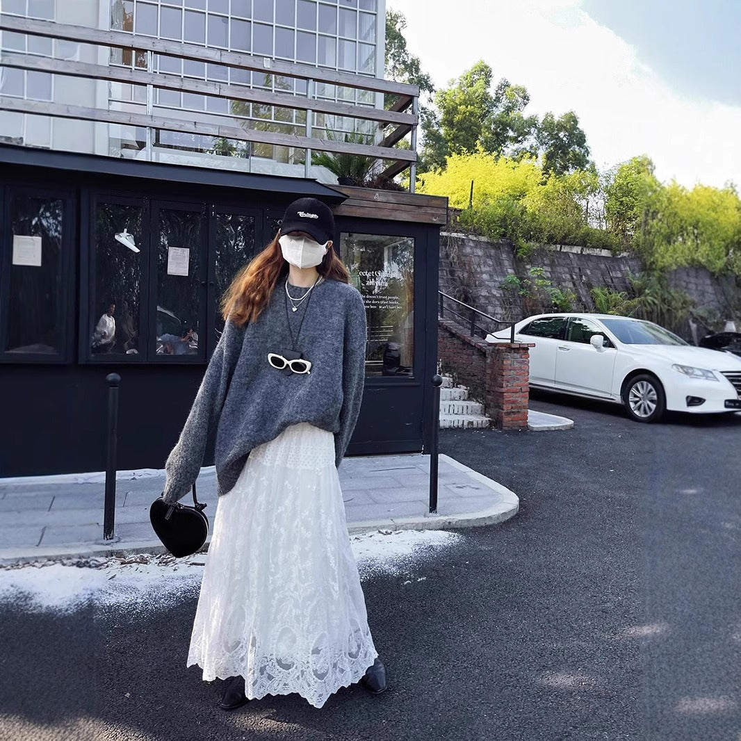 【ボトムス】春 秋 冬 レース  ハイウエストフェミニン スカート 【JZシリーズ】