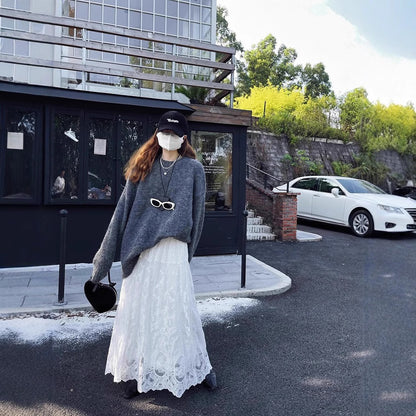 【ボトムス】春 秋 冬 レース  ハイウエストフェミニン スカート 【JZシリーズ】