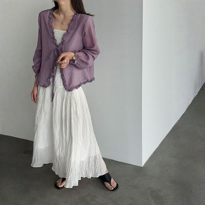 【アウター】Vネック やさしい雰囲気 UVカットカーディガン 体型カバー カーディガン 【JZシリーズ】