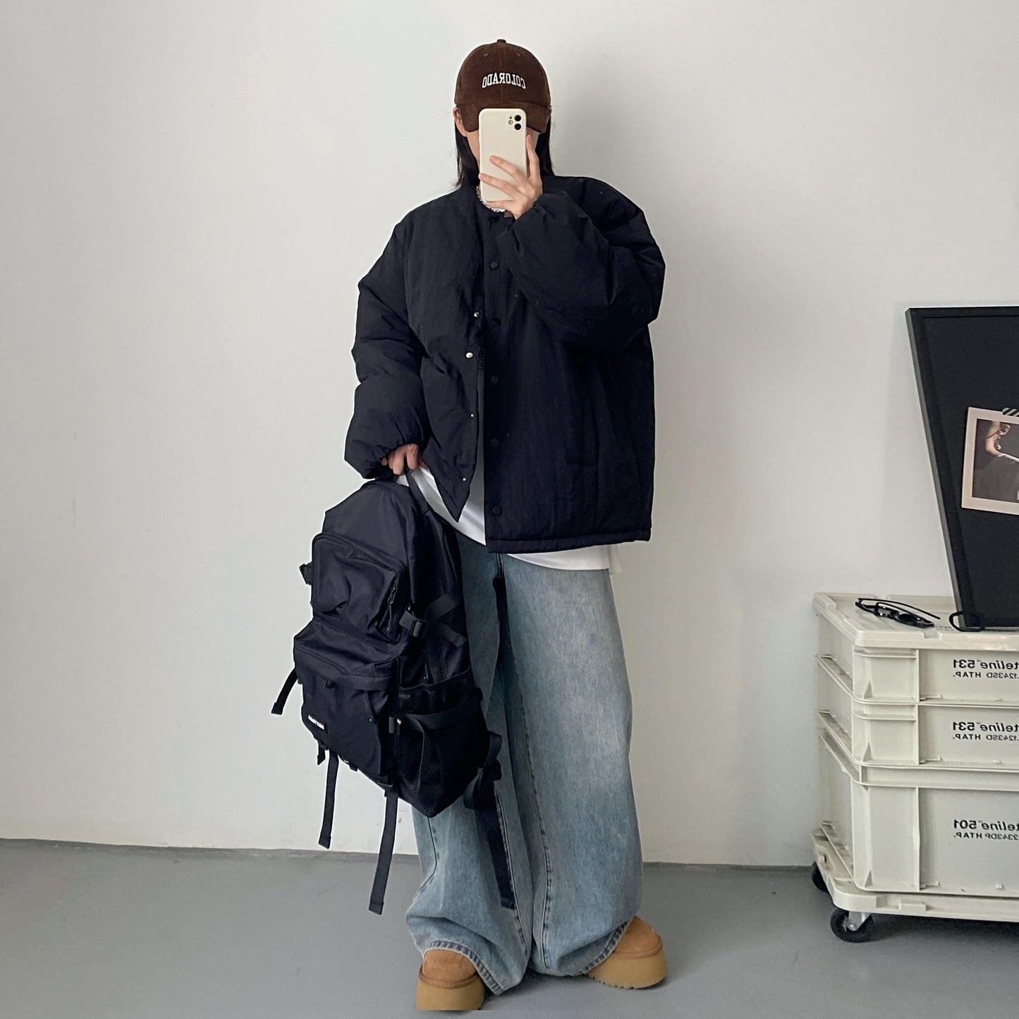 【アウター】 秋冬 ゆったり あったか 綿入れコート 丸首 中綿ジャケット【FCシリーズ】