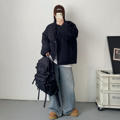 【アウター】 秋冬 ゆったり あったか 綿入れコート 丸首 中綿ジャケット【FCシリーズ】