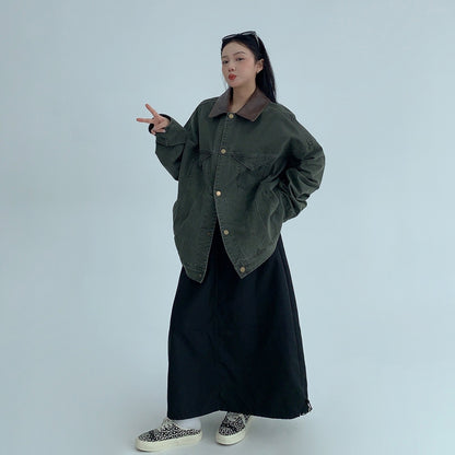 【アウター】春 秋 バーン風 ユーズド加工 リラックスフィット ジャケット 【FCシリーズ】