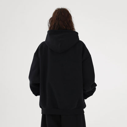 【トップス】レトロ感たっぷり ぼかしシルエットプリント ストリートゆるパーカー【FCシリーズ】