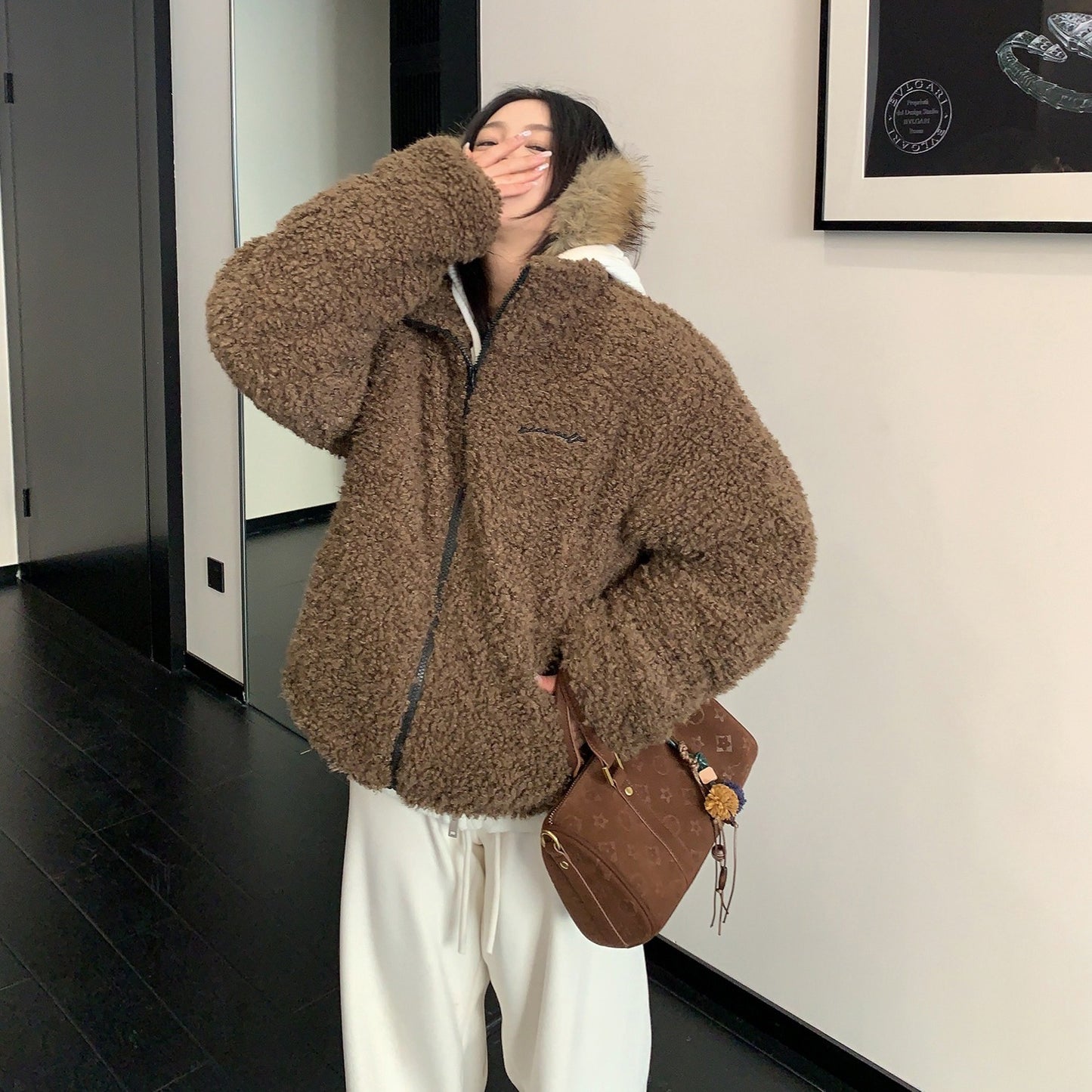 【アウター】ボア ショート丈 春 秋 冬 中綿ジャケット 【FCシリーズ】