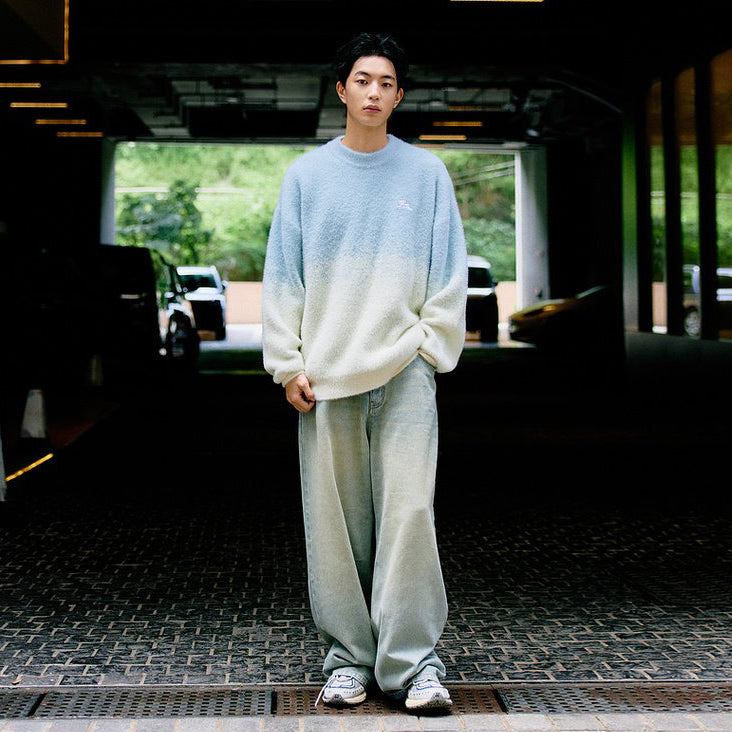 【トップス】男女兼用 可愛い子犬グラデーション クルーネック ニットセーター レディース オーバーサイズ カジュアル【FCシリーズ】