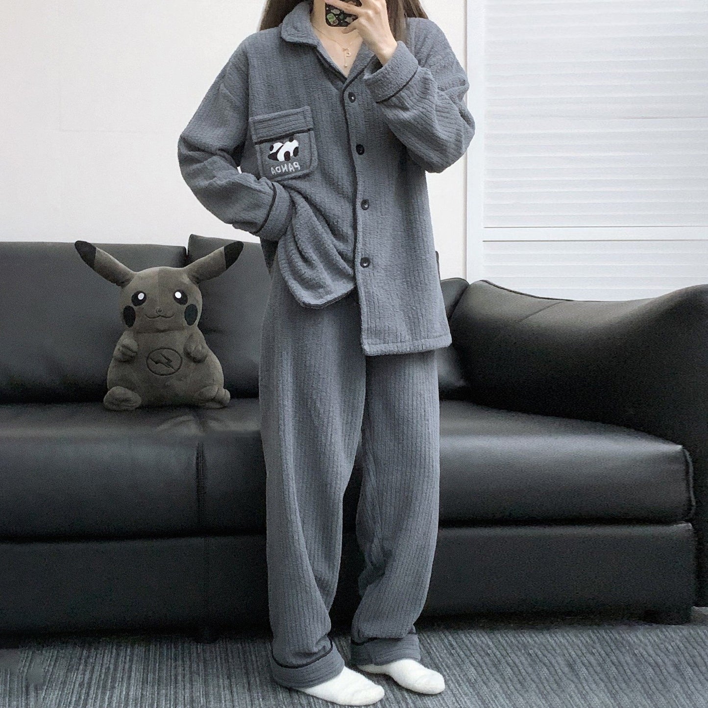 【インナー】パンダププ コーラルフリース 厚手 保温 フランネル ルームウェア レディース/メンズ ペア対応 冬