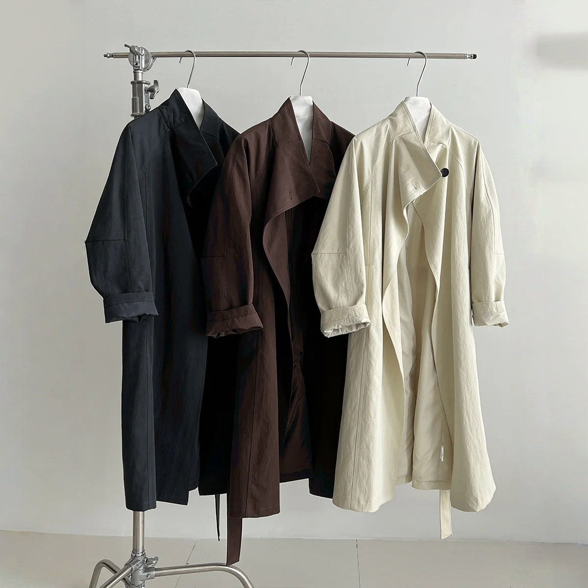 【アウター】春 秋 オーバーシルエット ミディアムロング丈 シングルボタン トレンチコート 【JZシリーズ】