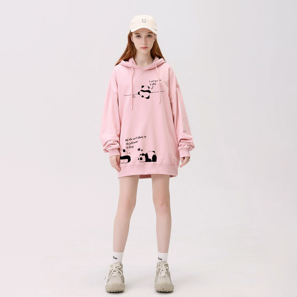 【トップス】🐼パンダ柄 フード付き 裏起毛 スウェット レディース バランス◎ 冬 パーカー【FCシリーズ】