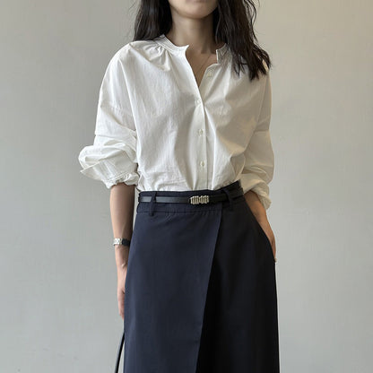 【トップス】日本風 丸首シャツ レディース 秋新作 個性的で大人可愛い 通勤長袖トップス【JZシリーズ】
