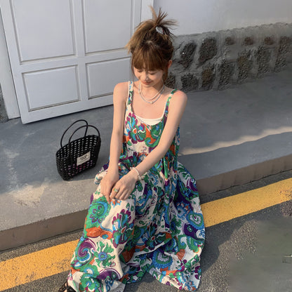 【ワンピース】ファッション フォレストスタイル 夏 ゆったりカジュアル ノースリーブキャミワンピース【SHシリーズ】