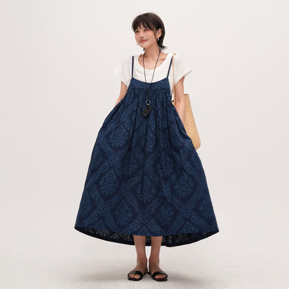 【ワンピース】【15～20日内発送】上品シルエット 夏新作 エレガント ノースリーブコットンワンピース ゆったり大きめサイズ 花柄ロングドレス 気質＆若見え【JZシリーズ】【SHシリーズ】