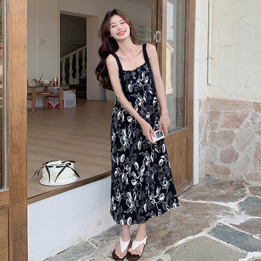 2点セット！【セットアップ】着回し力◎Tシャツ＋花柄ノースリーブワンピースセット 甘めナチュラル 初恋風コーデ【SHシリーズ】