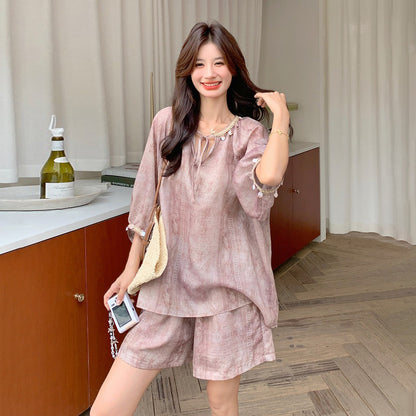2点セット！【セットアップ】韓国風 半袖トップス×ショートパンツ ゆったり きれいめカジュアル【SHシリーズ】