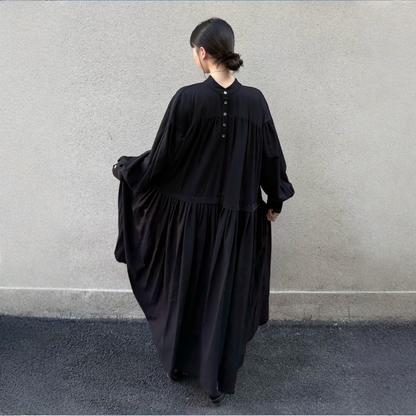 【ワンピース】春 秋 冬 リバーシブル プリーツ切り替え 大振裾 長袖 ワンピース 【JZシリーズ】【30~35日発送】