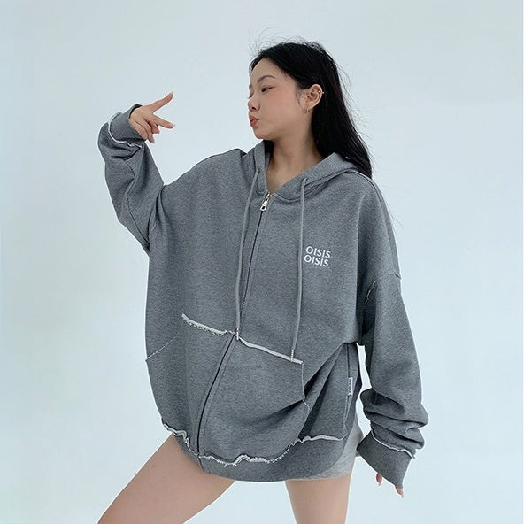 【アウター】春 秋 冬 ヴィンテージ風 裾フリンジ フード付き 【FCシリーズ】