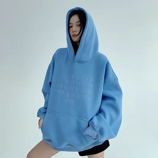 【トップス】こなれ感 裏起毛 刺繍 フード付き スウェット レディース ゆったり 上品 パーカー【FCシリーズ】