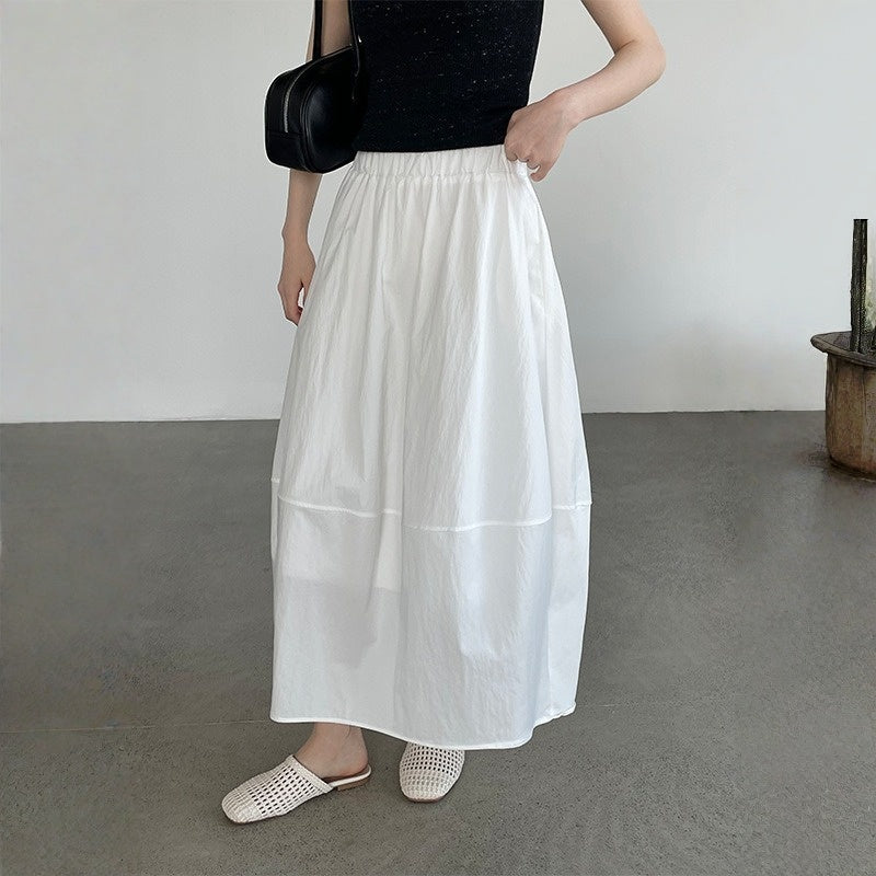 【ボトムス】モノトーン  Aライン フレアスカート ハイウエスト 体型カバー スカート 【JZシリーズ】