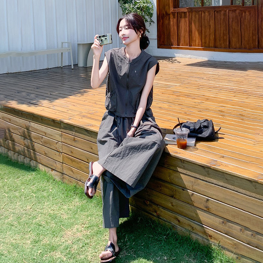 2点セット！【セットアップ】夏 カジュアルノースリーブトップス＋スカート セットアップ レディース おしゃれで気質的な上下セット【JZシリーズ】