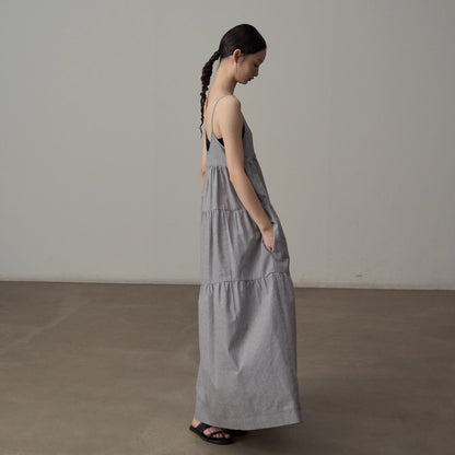 【ワンピース】リラックス感たっぷり キャミロングワンピース 夏のバカンスコーデに ノースリーブドレス【JZシリーズ】