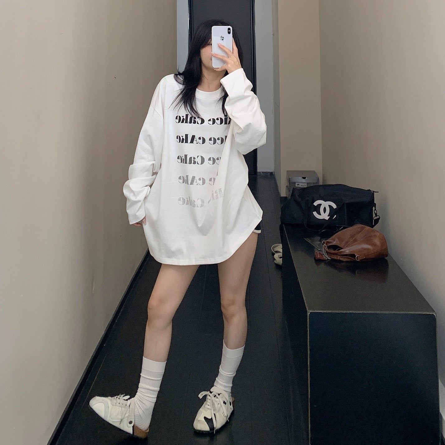 【トップス】春 秋 冬 コットン100% アルファベット プリント ゆるリラックス Ｔシャツ