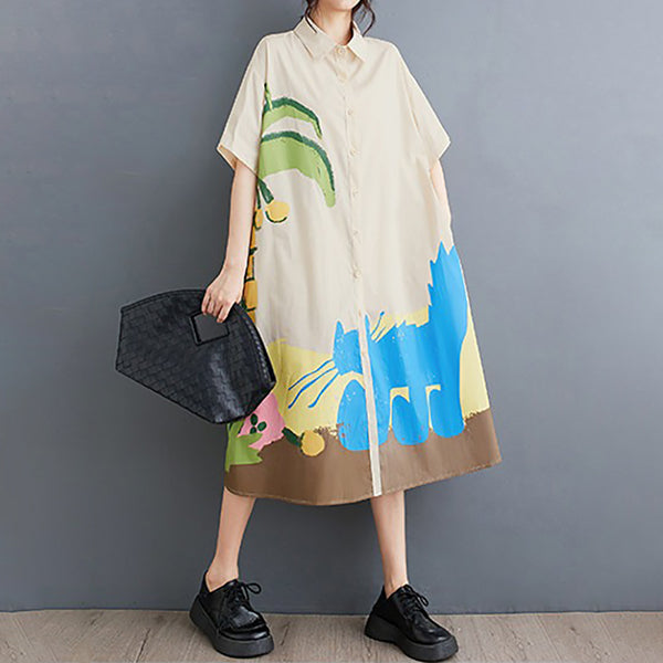 期間限定⭐60%OFF【ワンピース】プリント ワンピース 半袖 膝下 ゆったり ゆるシルエット 切替 痩せ見え 大きいサイズ レディース 夏 楽ちん 新作 快適【SHシリーズ】