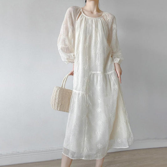 【ワンピース】フレンチ風 ティータイムワンピース レディース 春新作 長袖 ゆったり 体型カバー おしゃれ 可愛い【JZシリーズ】