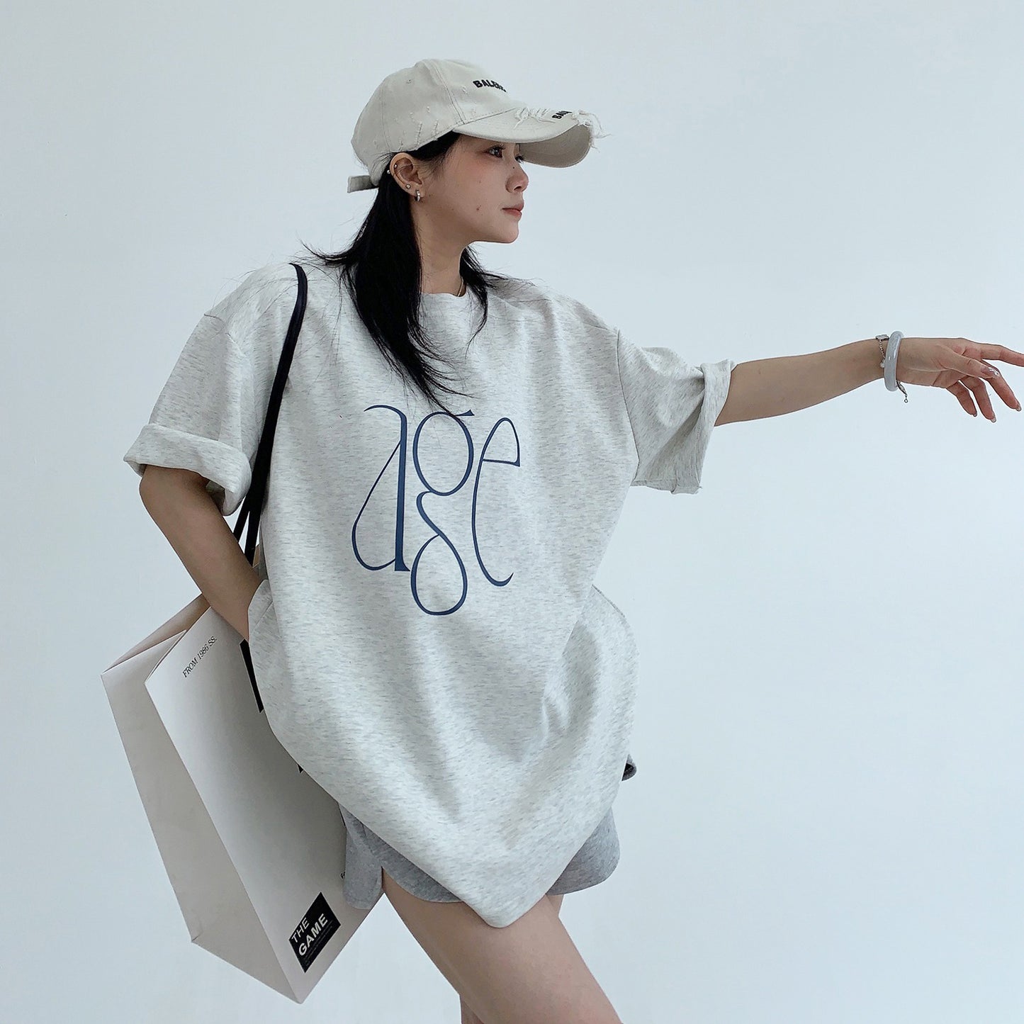 【トップス】シンプル 高級感 ロゴ ハリ感 リラックス 半袖シャツ【FCシリーズ】