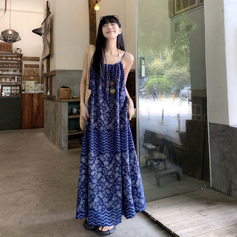 【ワンピース】夏新作 エスニック風 高級感 ゆったりカジュアル リゾート ノースリーブワンピース【SHシリーズ】