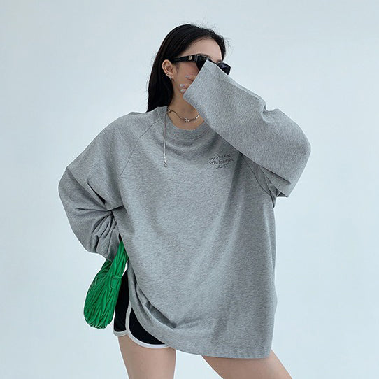 【トップス】リラックス感＆ラフスタイル コットン長袖Tシャツ レタープリント入り【FCシリーズ】