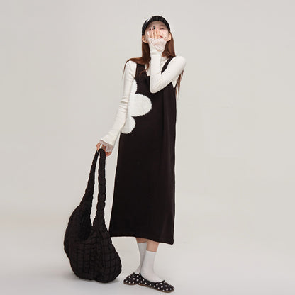 【ワンピース】💎エレガント＆高級感 ノースリーブワンピース 秋冬 レディース フレンチ風 ベストワンピ 【JZシリーズ】