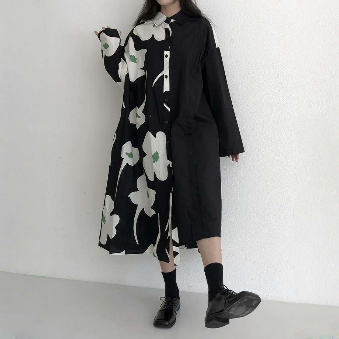 【ワンピース】春 秋 冬 デザイン感 花柄 カジュアル 長袖 ワンピース 【SHシリーズ】【AHシリーズ】